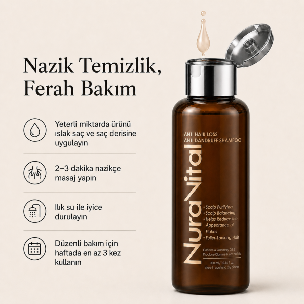 NURAVITAL Saç Dökülmesine Karşı Kepek Önleyici Şampuan 300 ml